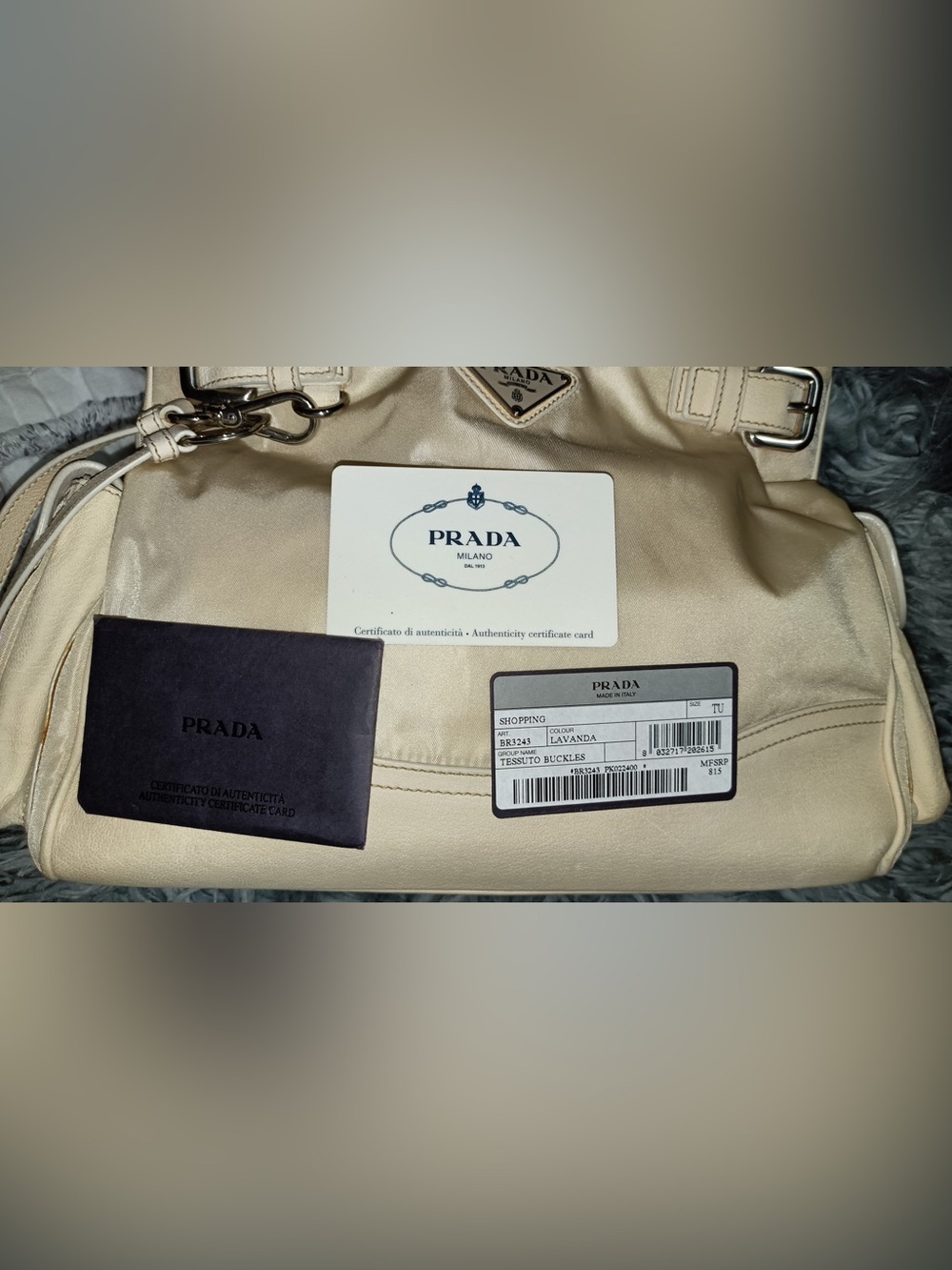 Prada Cream Nylon and Leather Shoulder Bag - Picture 2 of 16